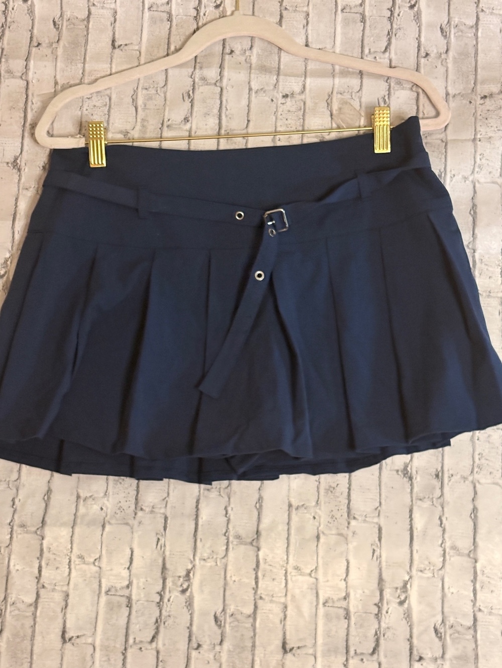 Love Tree Navy Blue Pleated Tennis Mini Skort with Belt Size Large